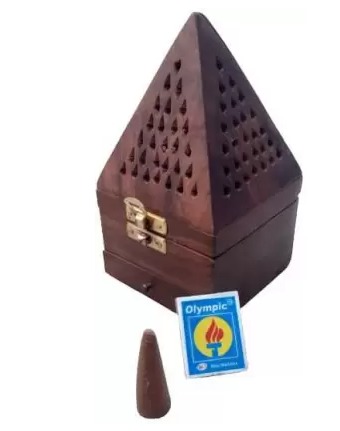 Madurai Famous Wooden Incense Holder Brown