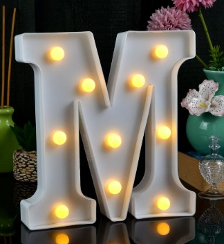 M Letter Home Decor Light White Color