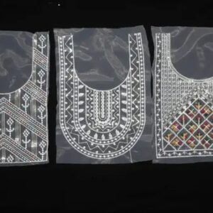 Embroidery Patch For Neck On White Net Set Of 3