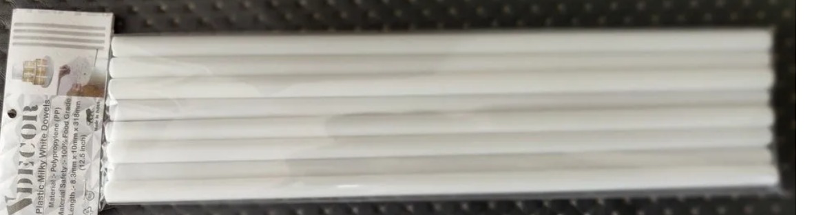 Decor Plastic Milky White Dowels 8 Piece