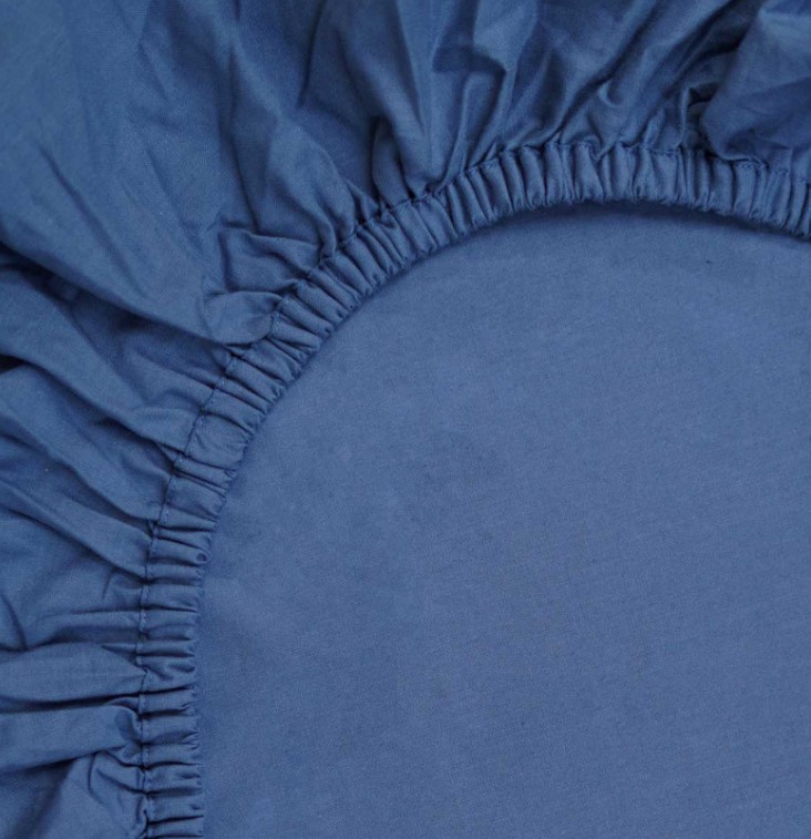The Yellow Dwelling Double Solid Fitted Bed Sheet Royal Blue Queen With 2 Pillow