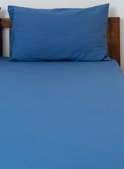 The Yellow Dwelling Solid Flat Sheet Royal Blue Single