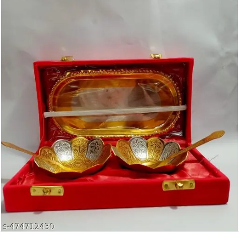 German Silver Classic Bowl Set With Tray And Spoon
