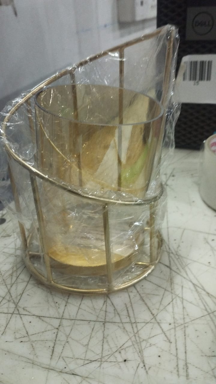 Decorative Metal Wire Pillar Flower Vase Removable Glass For Table