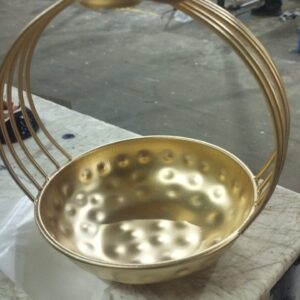 Floral Metal Flower Urli Golden Colour