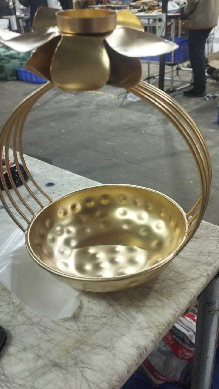 Floral Metal Flower Urli Golden Colour