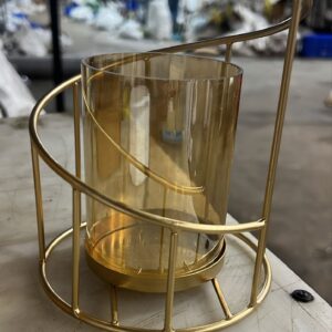 Housbury Metal Geometric Designer Gold Pillar Flower Modern Design For Pot