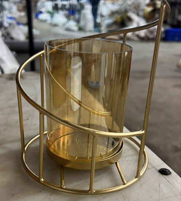 Housbury Metal Geometric Designer Gold Pillar Flower Modern Design For Pot