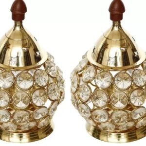 Brass And Crystal Matki Shape Akhand Diya Pack Of 2