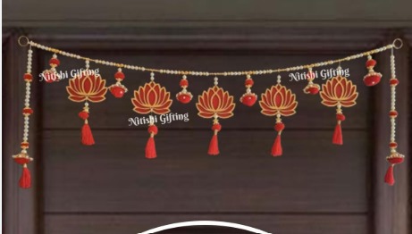 Stylish Red Lotus Flower Door Hanging Bandhanwar