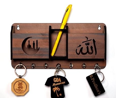 Key Holder With Mobile Holder And Charging Stand Brown