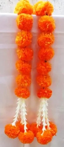 Multicolor Plastic Marigold Artificial Flower Garland With Hanging 2 Pcs
