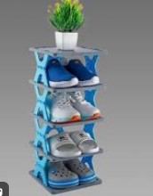 Smart Foldable Shoes Tier Shoe Rack 4 Layer Dark Blue Grey