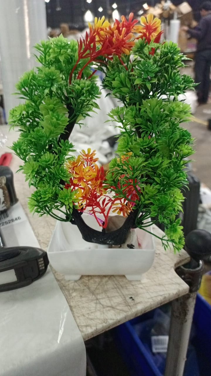 Plastic Tree With Flower Pot For Decoration