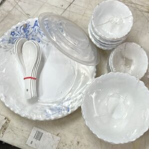 Larah By Borosil Dinner Set White 22 Pcs