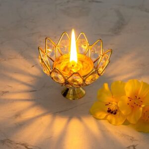 Home Centre Corsica Gold Textured Glass And Metal Diya Pack Of 4