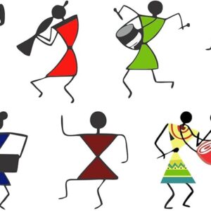 Decor Kraft Pvc Vinyl Music Warli Art Stickers 38Cm X 30Cm