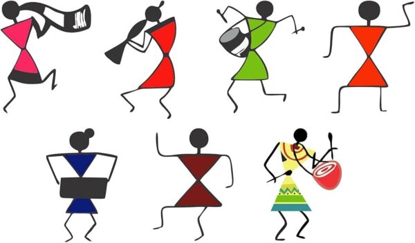Decor Kraft Pvc Vinyl Music Warli Art Stickers 38Cm X 30Cm