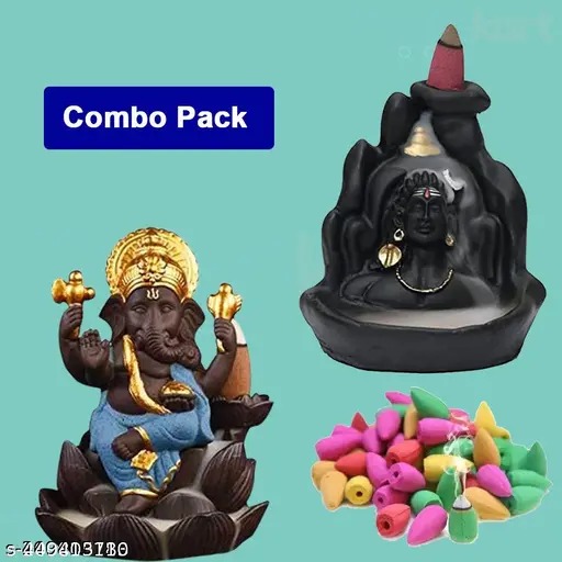 Pack Of 2 Lord Shiva Adiyogi Backflow Incense With 10 Units Of Backflow Cones