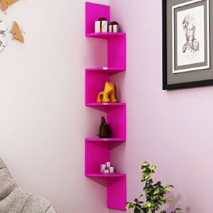 Decorasia Wooden Zigzag Wall Mount Floating Corner Pink Wall