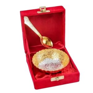 Round Bowl With Spoon Royal Velvet Box Best For Wedding Gifts 250 Ml Pack Of 4