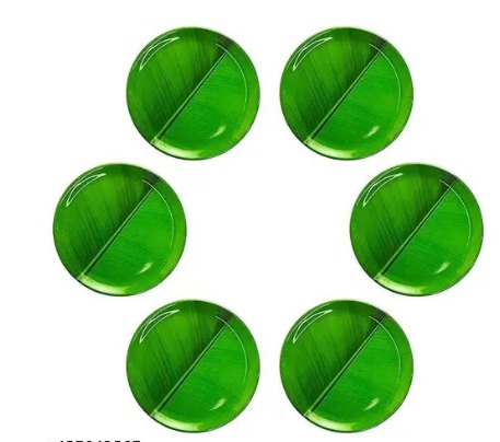 Round Dinner Lunch Serving Melamine Plate Green 10 Inch Pack Of 6