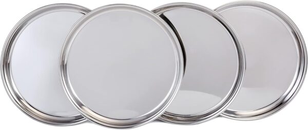 Round Plate Stainless Steel Plates Pack Of 4