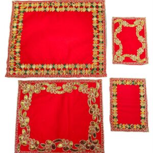 Super Soft Emboss Velvet Pooja Aasan Cloth For Mandir Pack Of 2