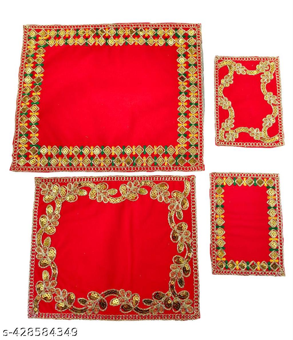 Super Soft Emboss Velvet Pooja Aasan Cloth For Mandir Pack Of 2