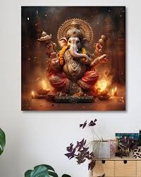 Lord Ganesha Canvas Wall Painting 2X2 Feet