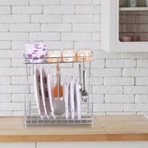 Stainless Steel 2 Layer Kitchen Dish Organizer Storage Rack