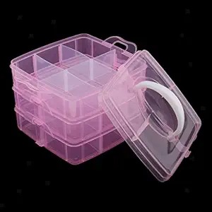 Nail Art Storage Box Transparent Display Case Organizer Holder Pink