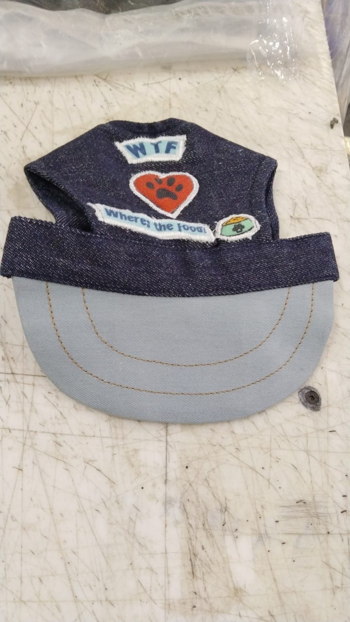 Blue Color Denim Dog Cap