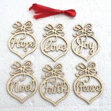 ECraftindia Set Of 6Pcs Wooden Mdf Faith Noel Hope Love Joy Tags