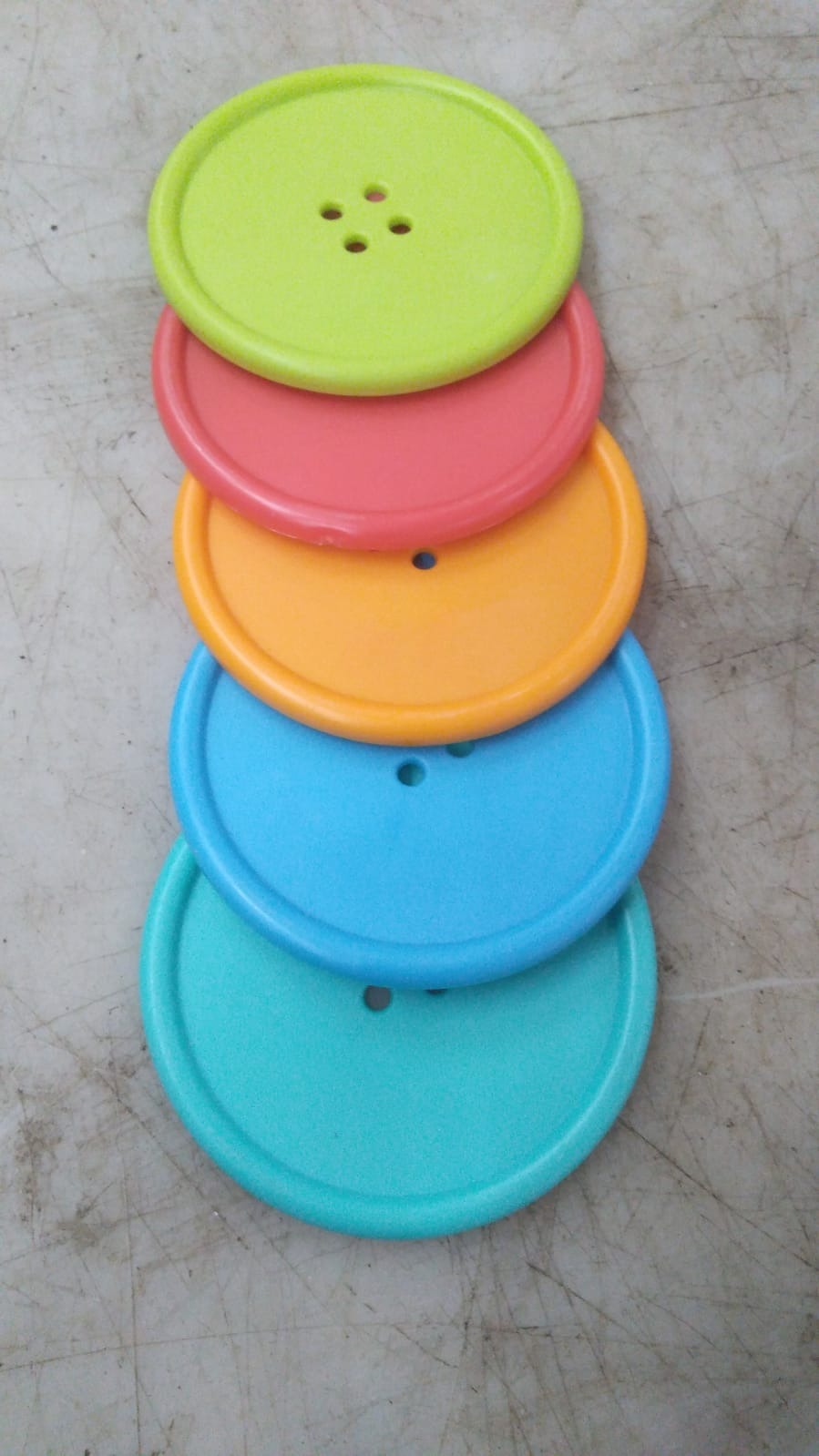 Plastic Tea Coaster With Storage Round Box Mix Color Simple And Fine Quality Pack Of 5