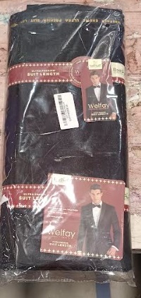 Root pure  Unstitched Cotton Blend Blazer Fabric Solid black