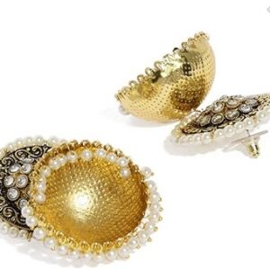 Zaveri Pearls Antique Gold Tone Enchanting Kundan Jhumki Earring