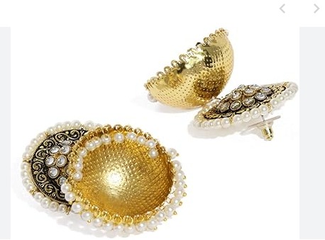 Zaveri Pearls Antique Gold Tone Enchanting Kundan Jhumki Earring