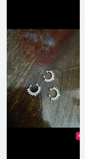 Sanjog Silver Press On Oxidized Nath Nose Ring Pin For Women Bridal For Traditional Wedding Party Pack Of 3