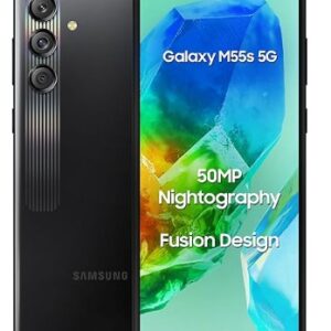 Samsung Galaxy M55s 5G Thunder Black 8GB RAM 128GB Storage 50MP Triple Cam 5000mAh Battery Snapdragon 7 Gen 1 4 Gen OS Upgrade 5 Year Security Update Super AMOLED Display Without Charger