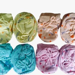 CUTEABLY Cute Baby Cotton Gloves Mittens and Booties Set Adjustable No Scratch 0 12 Months Pack of 4