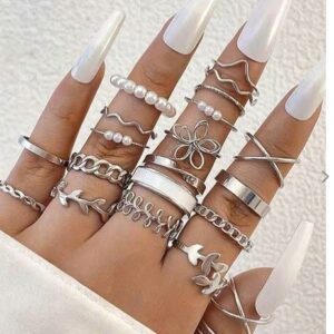 Womens silver ring pg of 10 pice