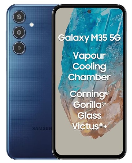 Samsung Galaxy M35 5G Moonlight Blue 6GB RAM 128GB Storage Corning Gorilla Glass Without Charger model smm356b ds imei 353154431847886
