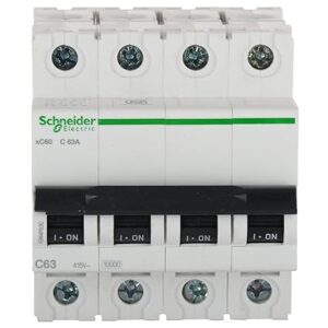 Schneider Electric Acti 9 63A Ampere 4Pole C Curve Mcb White Standard