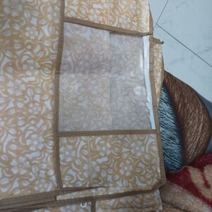Beige Printed Saree Cover Set Of 3