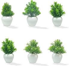 Green Color Artificial Flower Pot Set Of 6