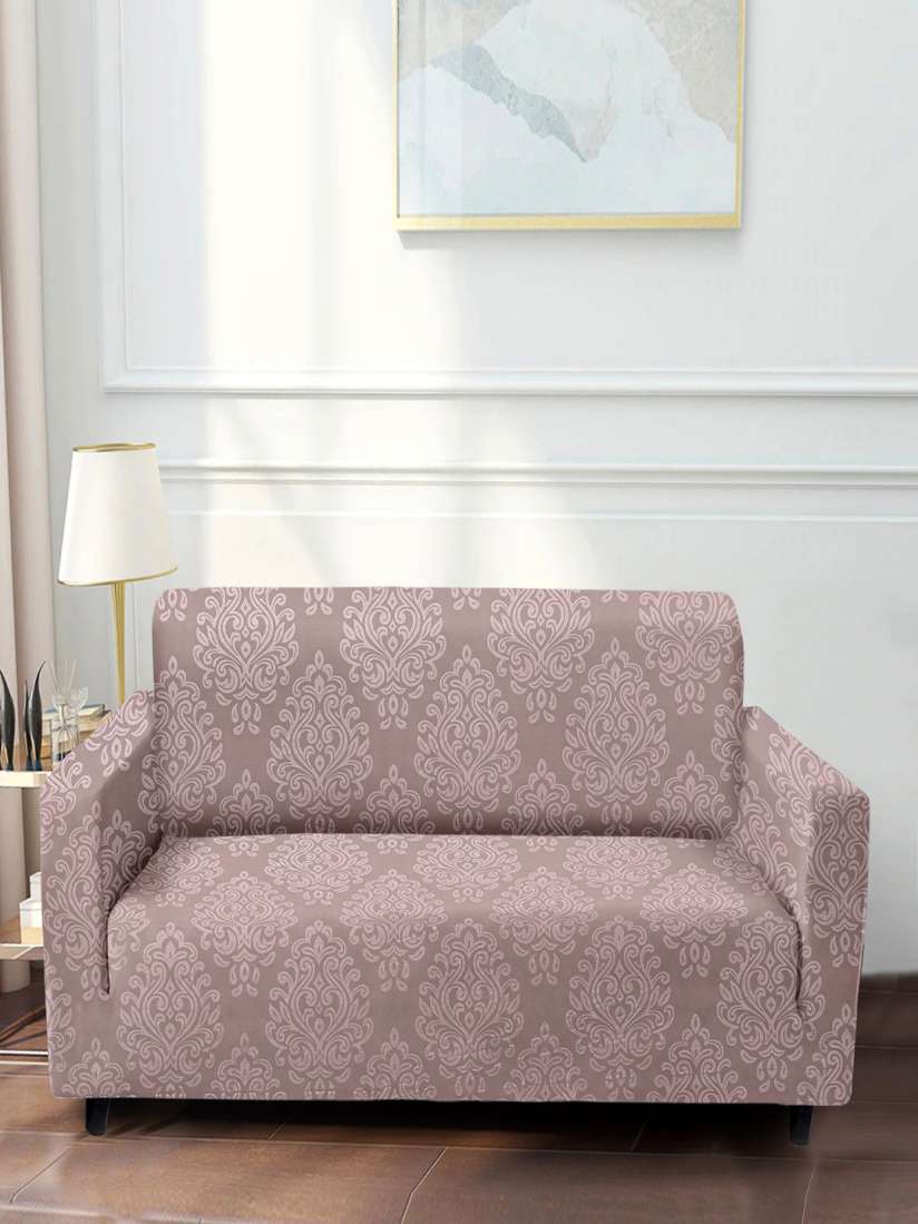 Cortina Three Seater Pink Color Printed Sofa Cover