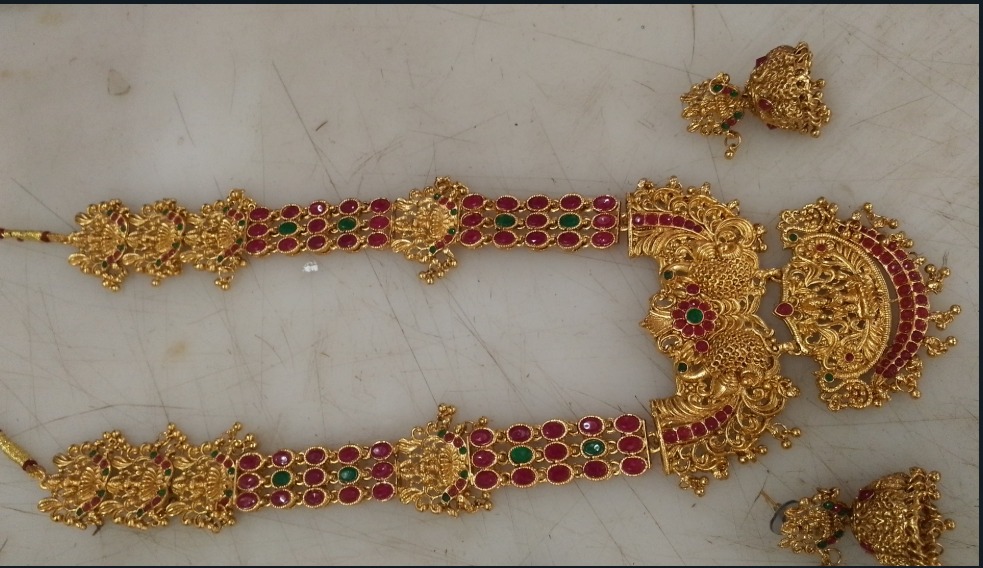 Gold Plated Rani Haar Long Necklace Set