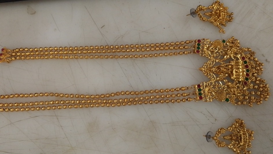 Gold Plated Laxmi Mata Rani Haar Temple Jewellery Set For Women