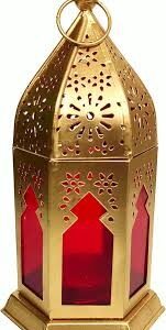 Brass Golden Color Brass Red Candle Lamp